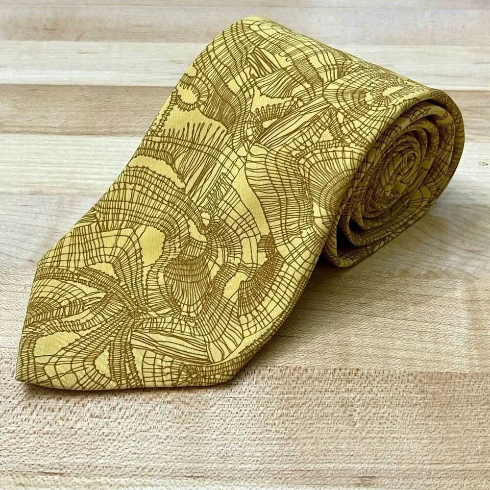 Christian Lacroix Paris Abstract Gold/Brown Silk Tie.